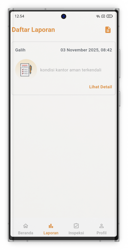 Tampilan Laporan Aplikasi