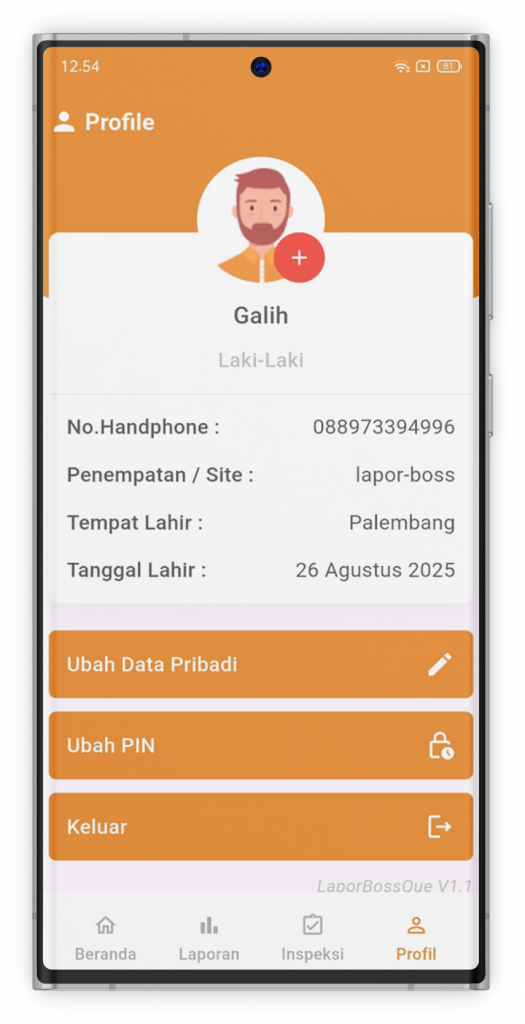 Tampilan Profil Aplikasi